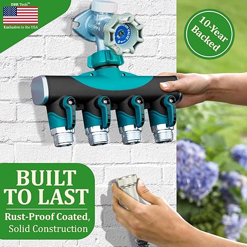 Miniatura 3 de Divisor de manguera de 4 vías (durabilidad superior), conector de mangueras de jardín premium, válvula de agua resistente de 4 vías para grifo de