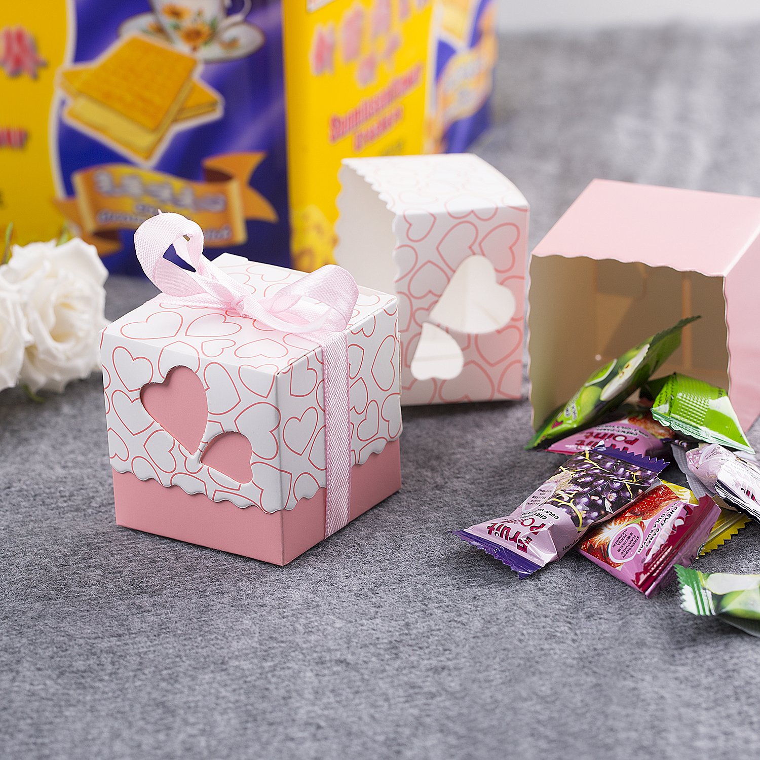 25 Boîtes Dragées Mariage Avec Rubans - Contenant Cadeau Invité Pour Baptême, Communion, Anniversaire