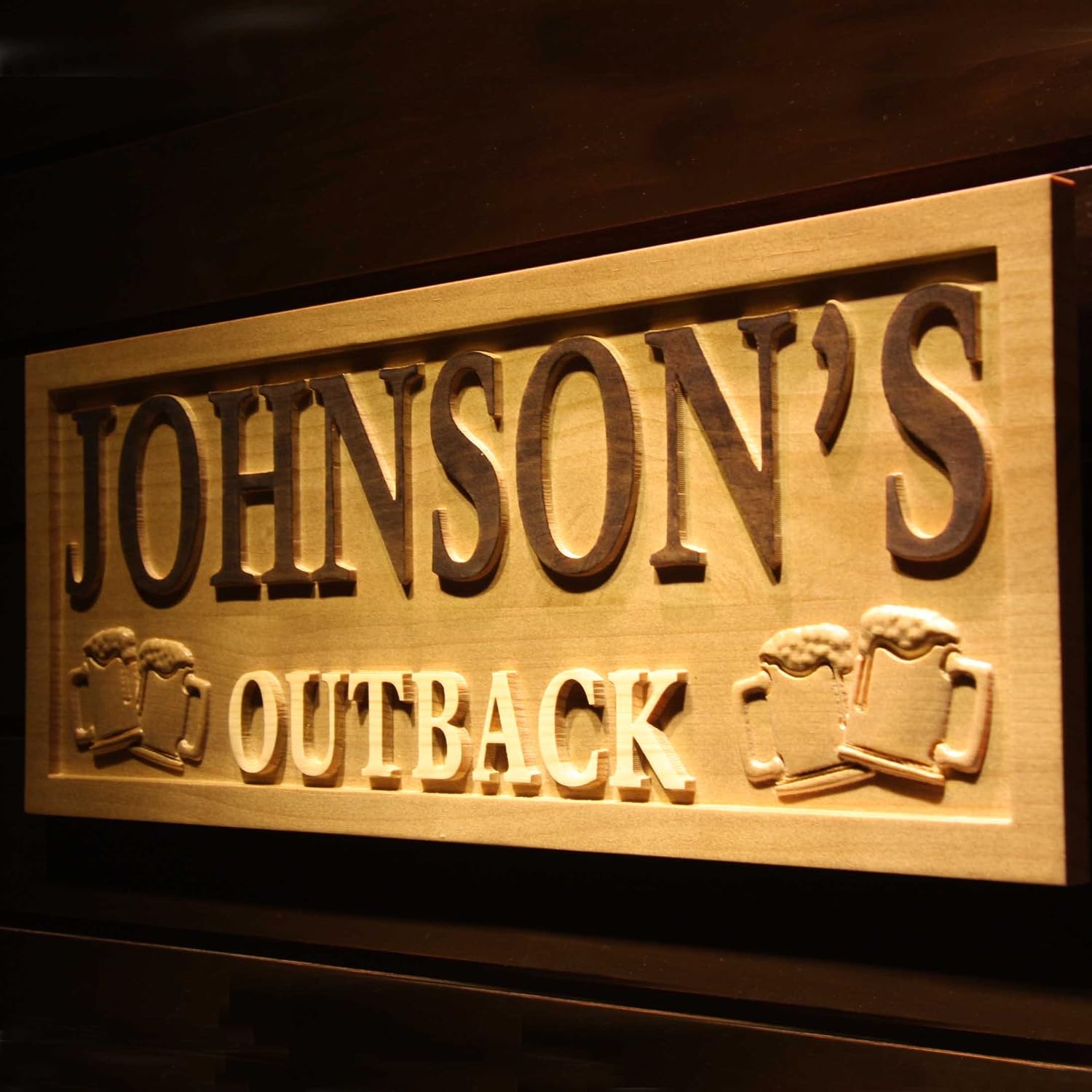 ADVPRO wpa0223 Name Personalized OUTBACK Bar Beer Wood Engraved Wooden Sign - Standard 23 x 9.25