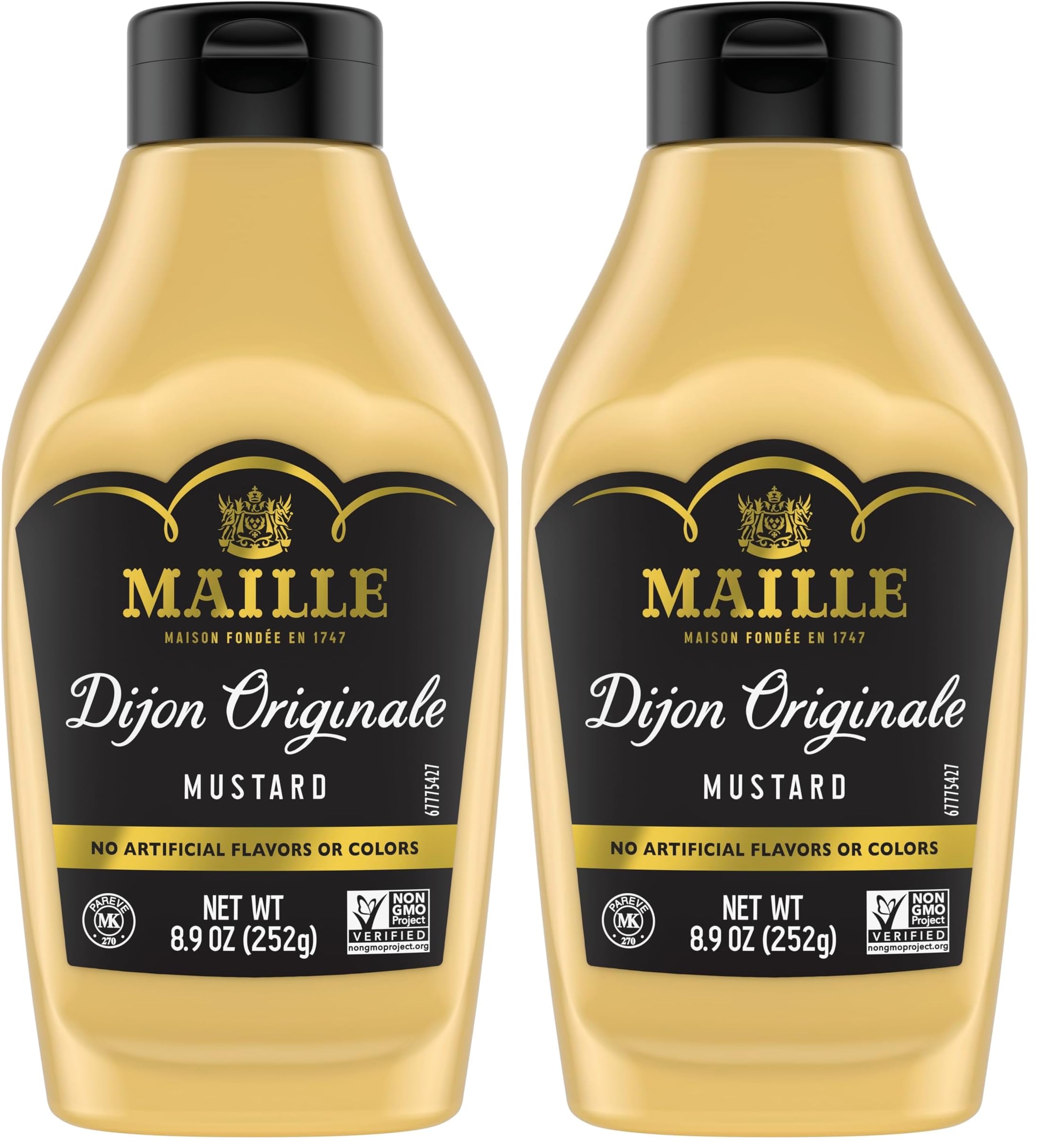 Maille Mustard for Marinades, Mustard Sauce and Tasty Recipes Dijon Originale Squeeze No Artificial Colors or Flavors 8.9 oz (Pack of 2)