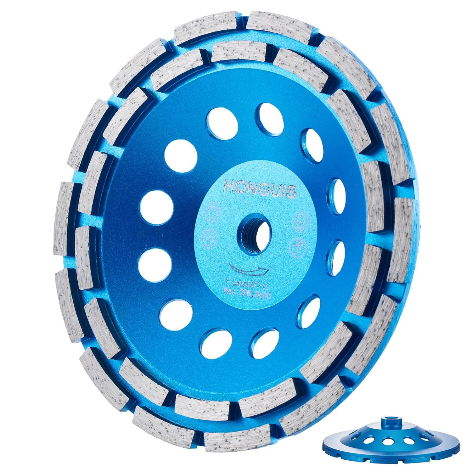 7 inch Concrete Grinding Wheel,5/8"-11 Threaded Arbor Diamond Cup Wheel Double Row for Granite Marble Masonry Stone with Concrete Grinder