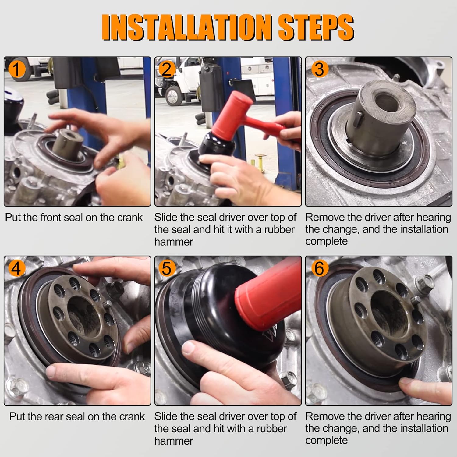 TEMSONE Main Crankshaft Front & Rear Seal Installer Tool Driver Kit