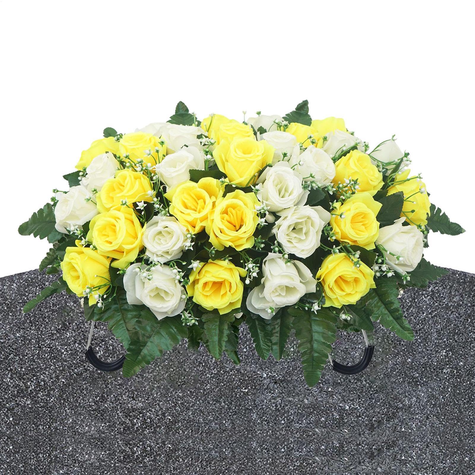 Fleurs artificielles pour extérieur de cimetière et décoration de tombe en selle