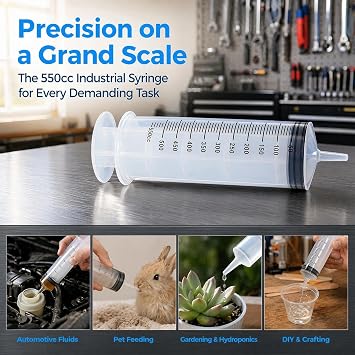 500ml Large Capacity Syringe, Reusable Liquid Measuring Tool for Industry Lab Syringes Garden Pet Feeding Plant Watering