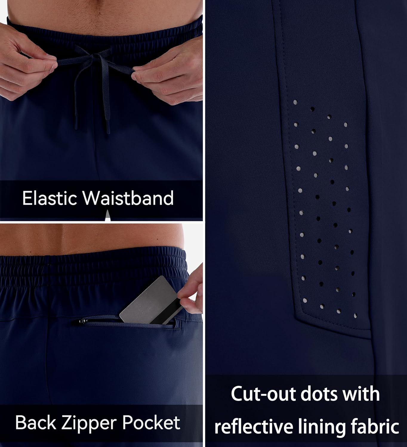 Men's Athletic Joggers Pants Stretch Tapered Casual Track Pants Elastic Waist Workout Jogging Sweatpants Zip Pockets - Image 5