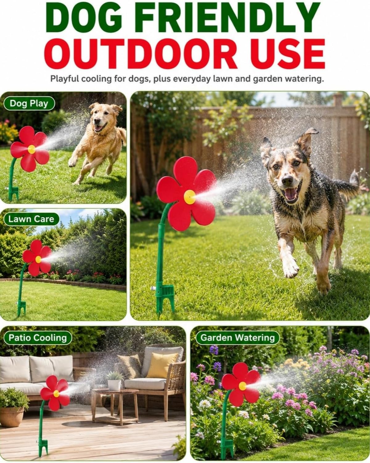 Irrigatore D'Acqua Gioco Girasole, Irrigatore Specifico Cani, Testina Rotante 360 Gradi Forma Fiore, Perfetta Irrigare Giardini Cortili Rinfrescare L'Ambiente Durante L'Estate (2pcs*Giallo)