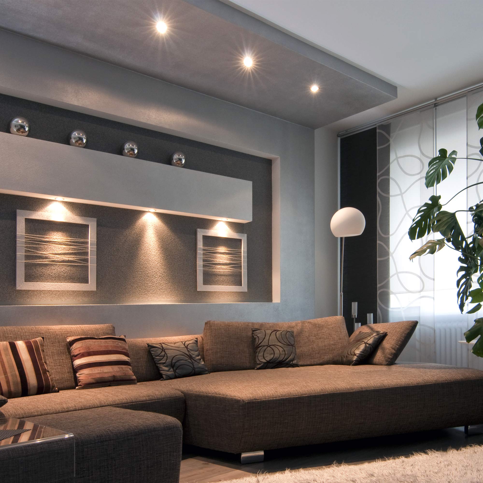 SSC-LUXon 6 Stück RF-2 runde Einbauspots LED Set schwenkbar gebürstet - mit GU10 LED 5W LumiFLEX drei Lichtmodi - Alu Einbau Deckenspot