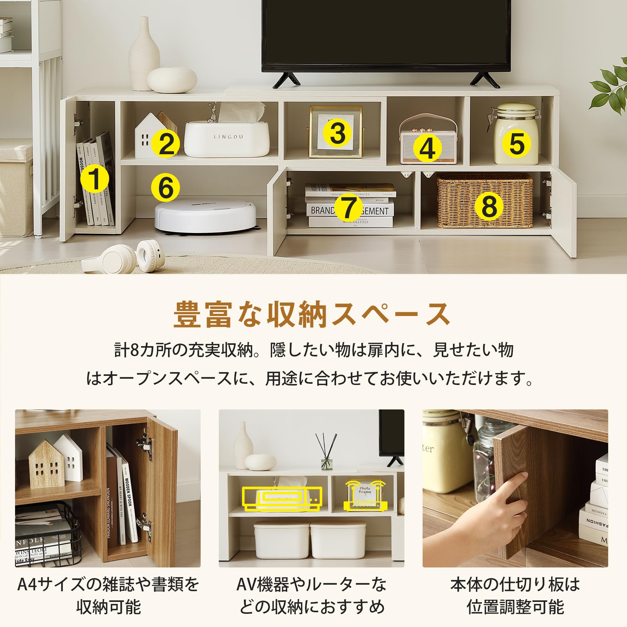Amazon｜テレビ台 伸縮 ローボード【幅95～169cm・角度自由】コーナー