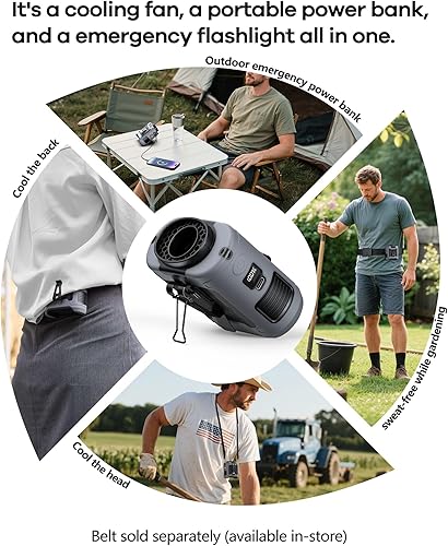 Miniatura 5 de Ventilador de cintura portátil actualizado 2025 con clip de 10000 mAh, ventilador de cinturón portátil, ventilador de cuello de enfriamiento