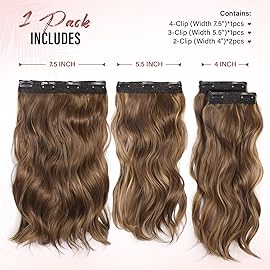 Hair Extensions Clip ins - 14 Inch Wavy Synthetic Clip in Hair Extensions For Women And Girls (Color: Chestnut Brown with Golden Highlights)