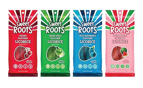 Miniatura 53 de Sweet Roots Huckleberry Regaliz Twists - 1 bolsa (16 onzas) - Palitos de regaliz de tamaño jumbo Hecho con concentrado de jugo de fruta real