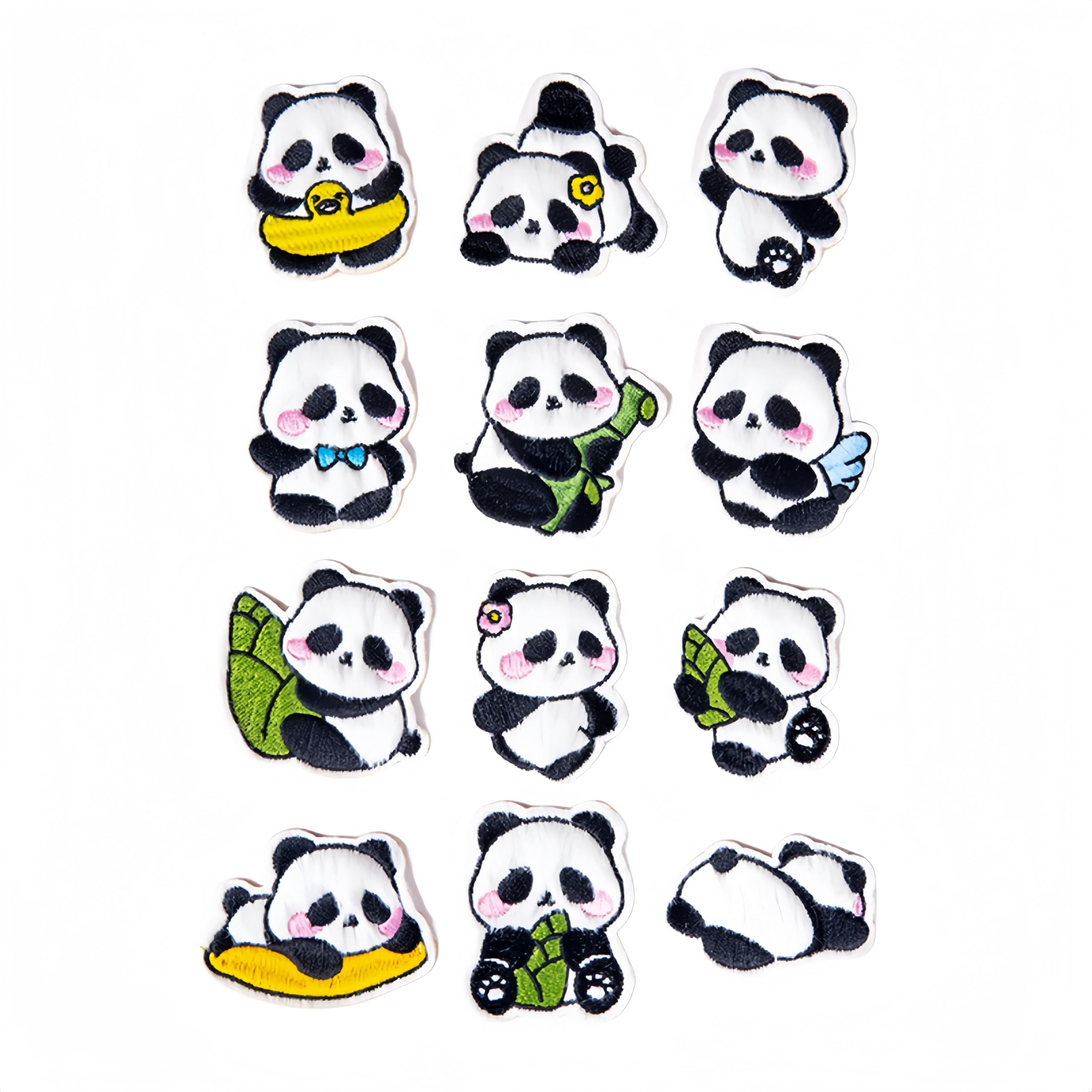 Parches termoadhesivos para ropa, 12 parches termoadhesivos de panda para planchar con bonitos parches bordados de animales para ropa, sombreros