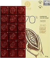 Mendoá, Barra de chocolate premium 70% de cacau, Zero Açúcar, 75 gramas