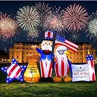 10.7FT Long 4th of July Inflatables Outdoor Decorations, Patriotic Independence Day Inflatable Uncle Sam Combo, Built in LED Lights Holiday Blow Up for Party Garden Yard Lawn Decor