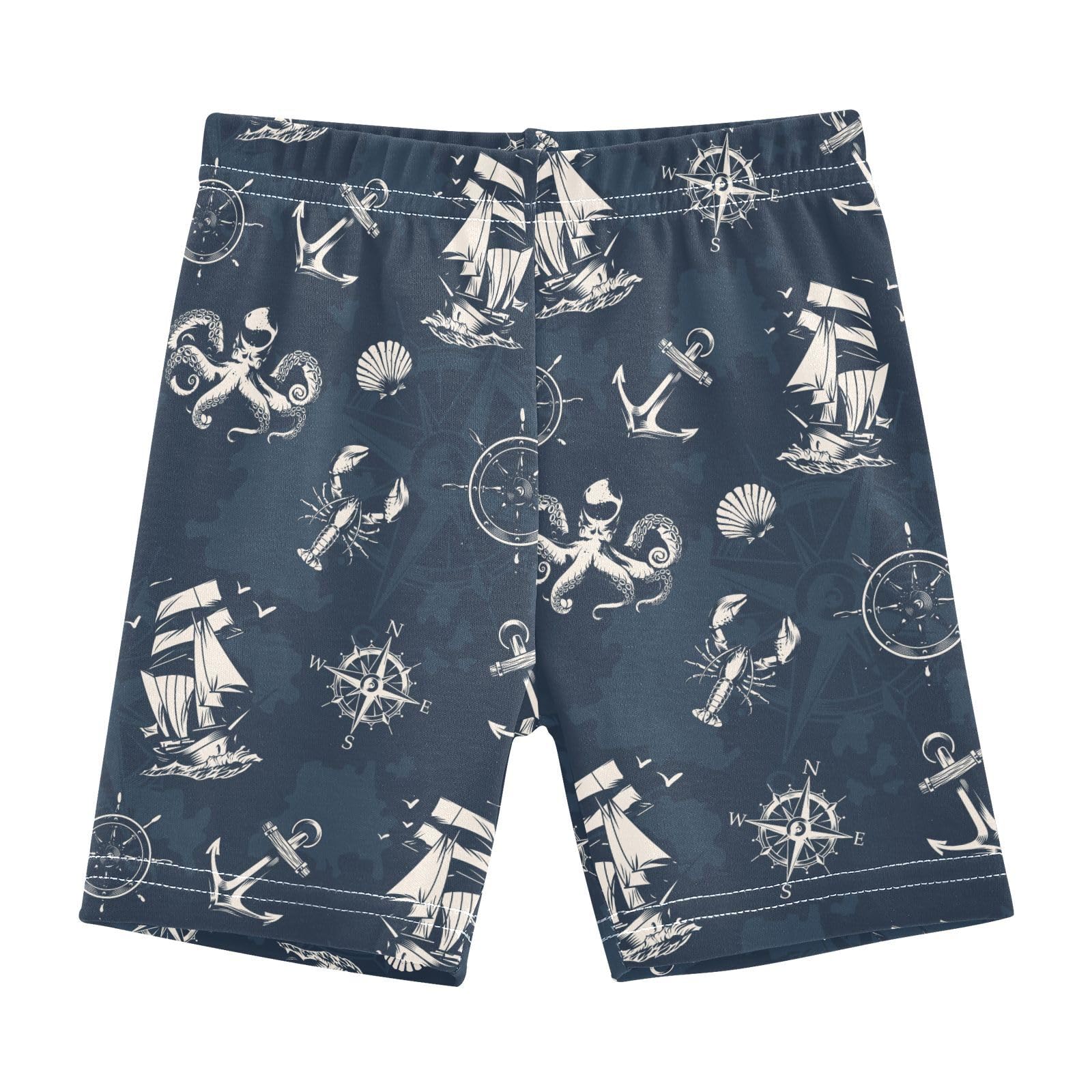 JHKKU Girls Vintage Marine Shorts Cotton Cartwheel Bike Kids Biker Under Dress Dance Short Girl Clothes 10Y