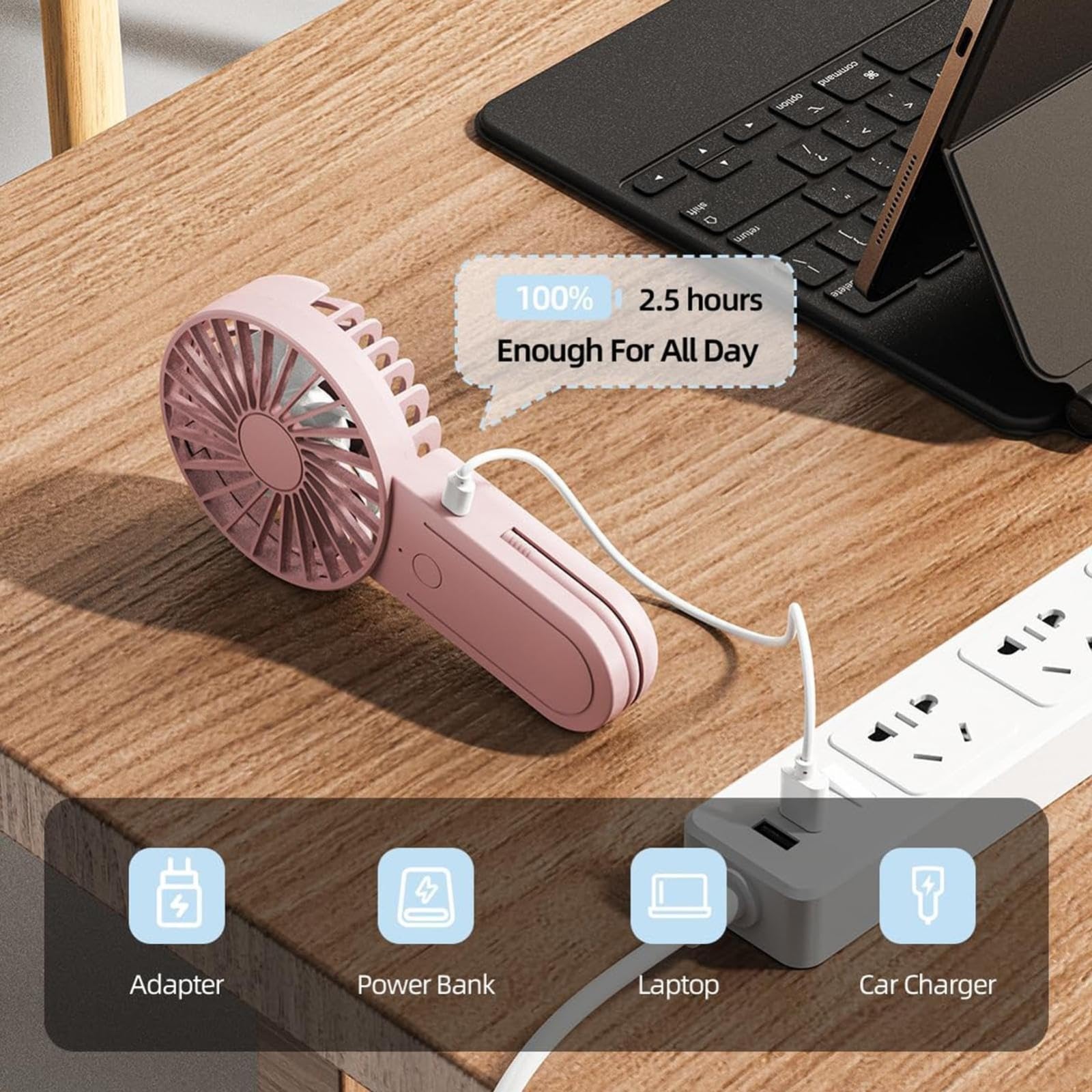 Ventilatori portatili ricaricabili personali piccoli ventilatori da scrivania ricaricabili per casa ufficio esterno Mini viaggio Essentials donne raffreddamento estate mens regali