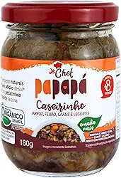 Papapá, Caseirinho infantil, Orgânico, La Chef, Sabor Arroz, Feijão, Carne & Legumes, 180g, Marrom