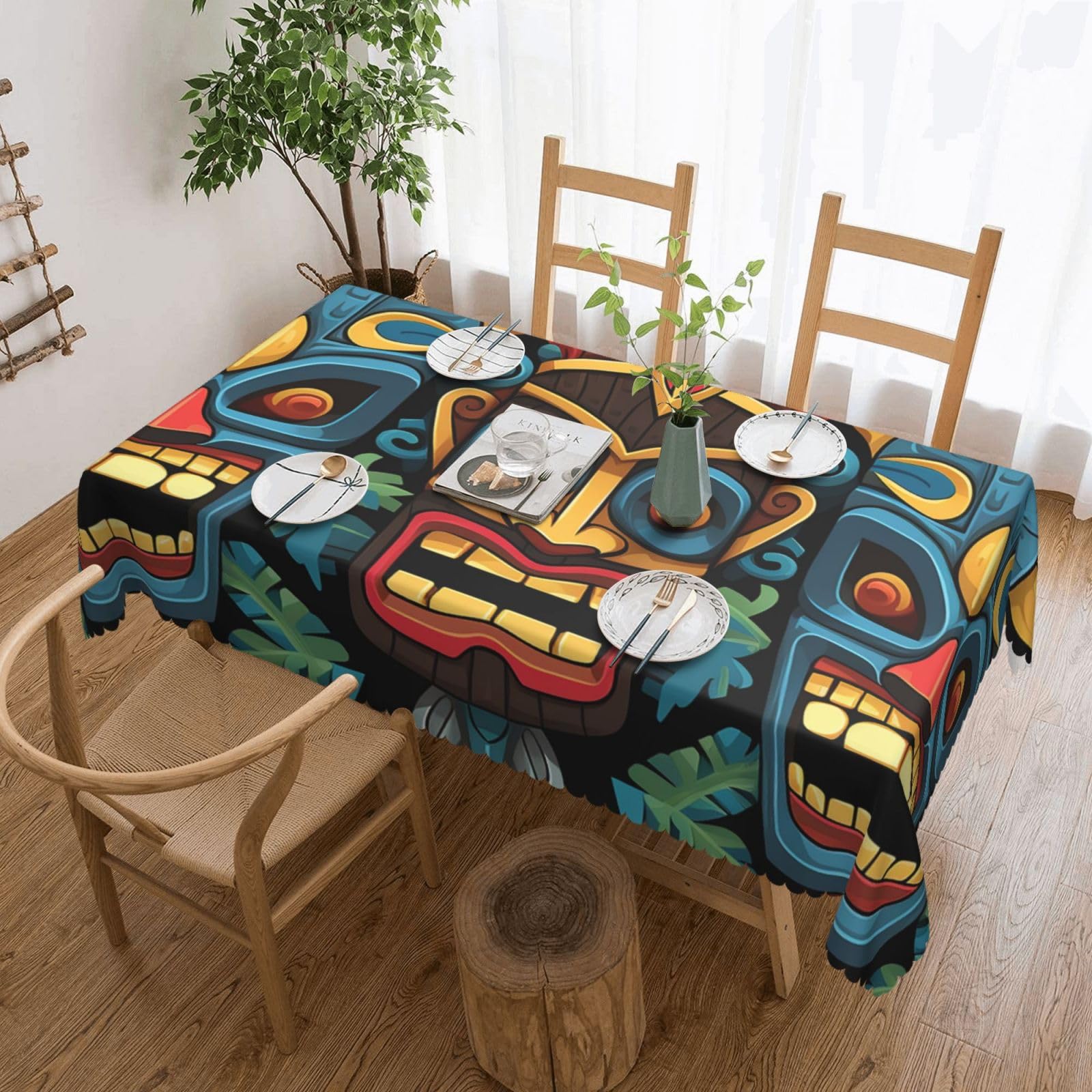 Nappe rectangulaire colorée anti-tache et lavable pour table de cuisine