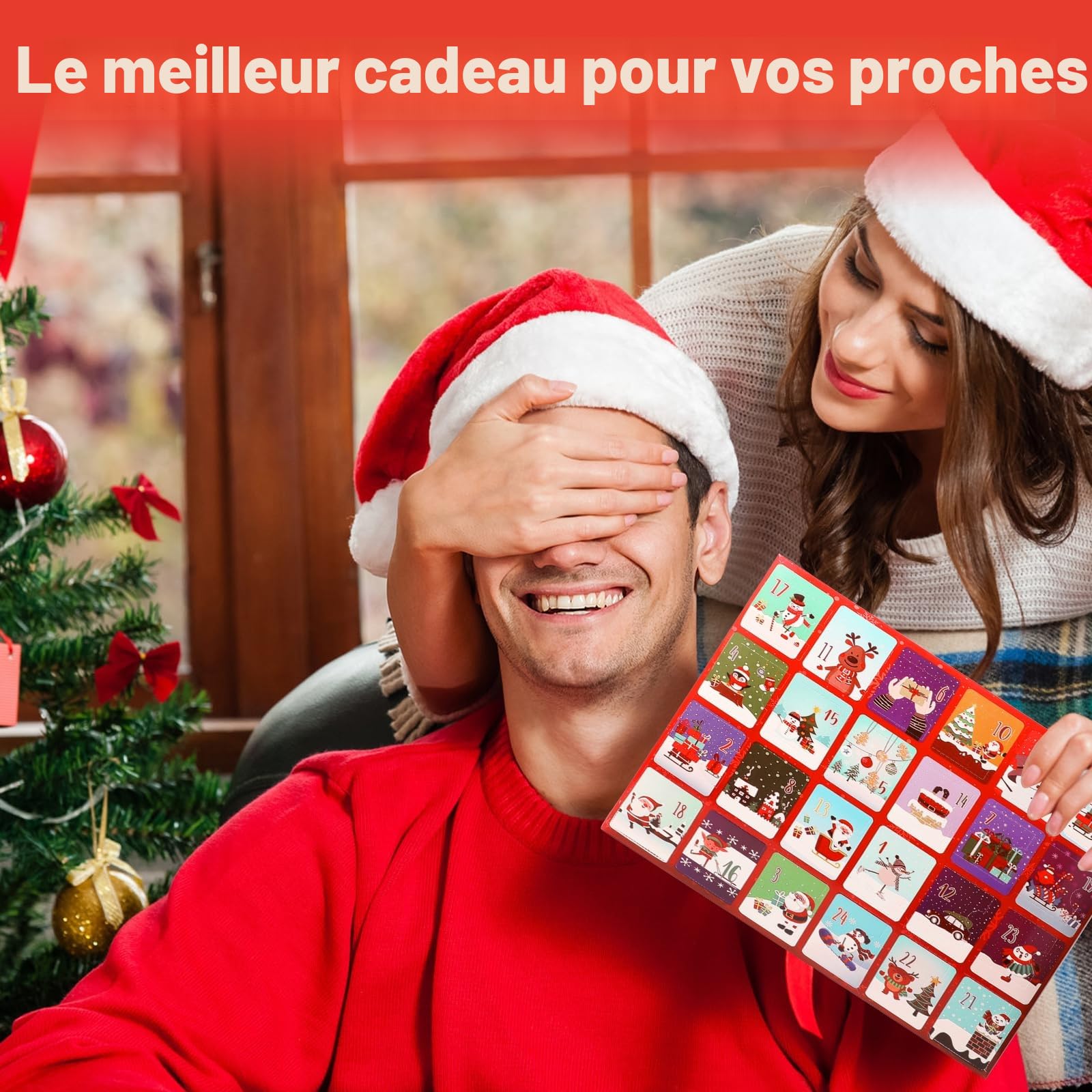 24 paires de chaussettes de Noël Calendrier de l'Avent 2025, calendrier de 24 jours, chaussettes parfaites pour cadeau pour hommes et femmes, ensemble de chaussettes douillettes de Noël pour adultes