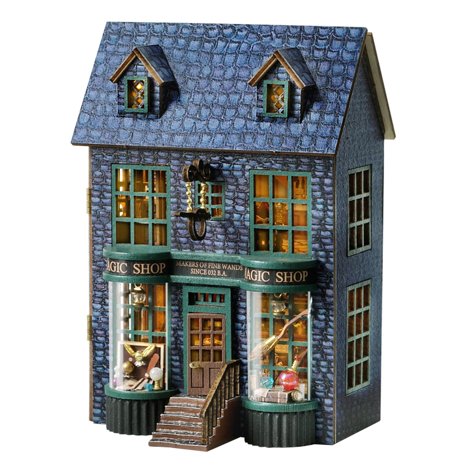 CUTEROOM Miniatur Haus, DIY Puppenhaus Set aus Holz, Mini Hausbau-Set mit Möbeln und LED Licht, Geburtstagsgeschenk für Frauen (Magic Store)