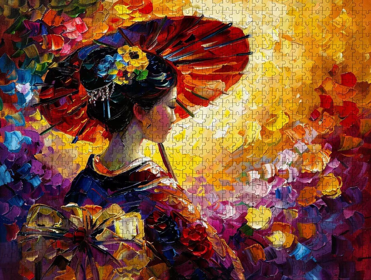 Kolor Puzzle Drewno, Gejsza Puzzle 6000 sztuk dla dorosłych z kompaktowym pudełkiem 179 x 105 cm, wyzwanie puzzle, DIY kreatywne gry logiczne dla mężczyzn kobiet, dekoracja lato prezent, B-9225