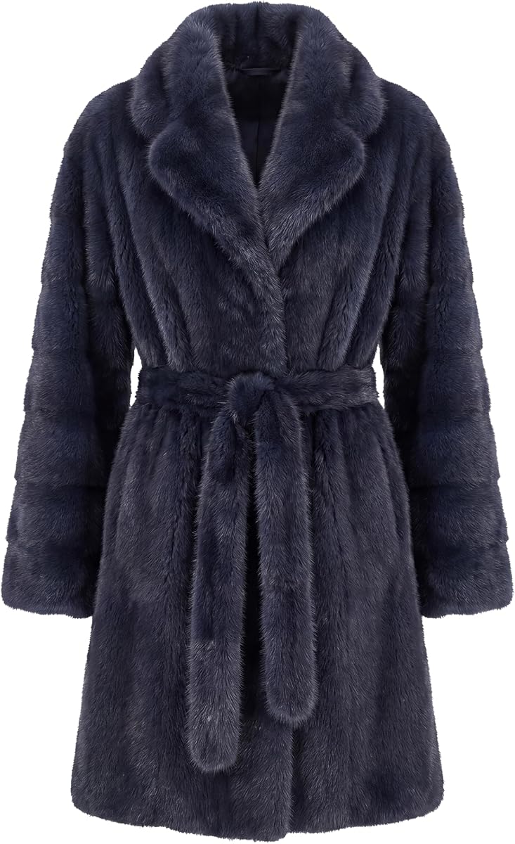 GORSKI, Chaqueta Visón con Cinturón, XS, Jean Azul