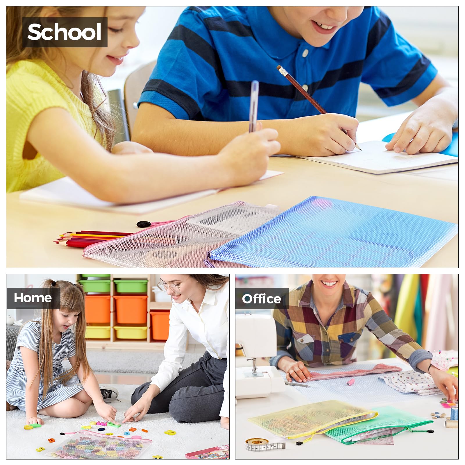 Pochette Document Zippée A4,A5, 20PCS PVC Transparentes Document Dossier,Pochette Plastique 5 Couleurs,Ranger Papiers Petits Objets Des Fournitures, Cosmétiques Et Accessoires De Voyage Etc