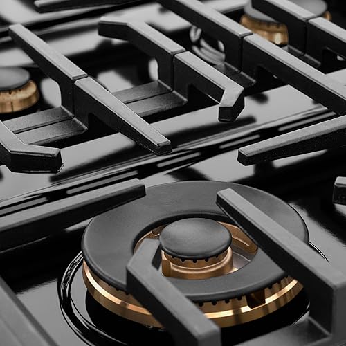Miniatura 3 de ZLINE Designer Collection 36 in. Paramount Gas Rangetop with 6 Burners in Black Satin Stainless Steel with Matte Black and Champagne Bronze Accents
