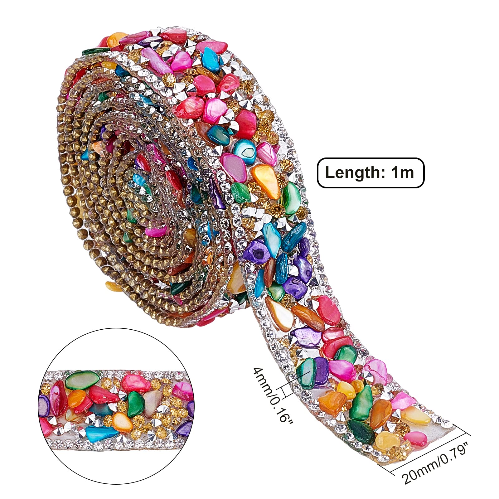 Nastro Con Strass Hotfix 3.7cm - Per Decorazioni Abiti, Scarpe E Accessori Fai Da Te - Foto 2