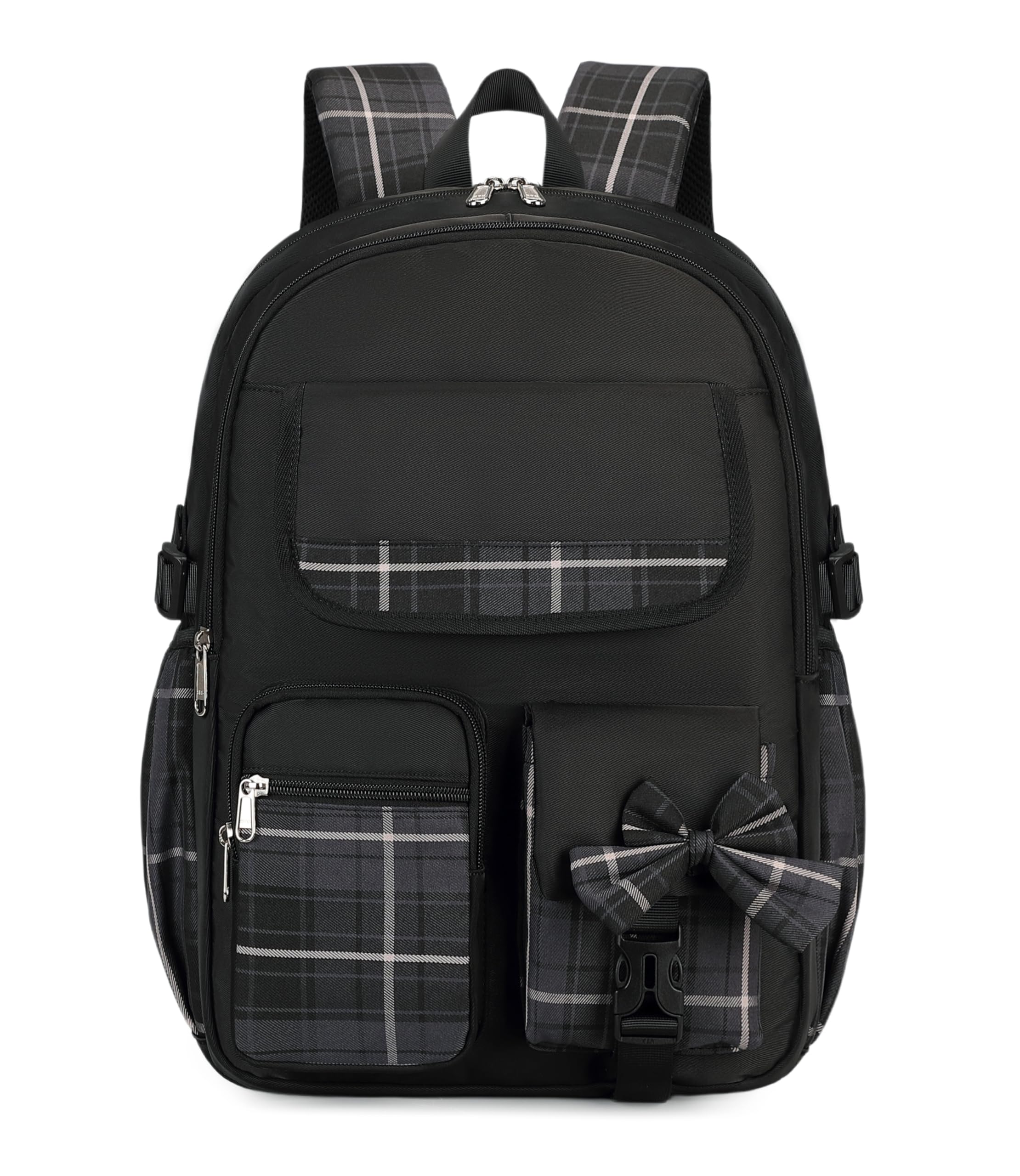 Schulrucksack, College-Rucksack für Mädchen, Teenager-Mädchen, Schultasche, Freizeit-Rucksack Schwarz