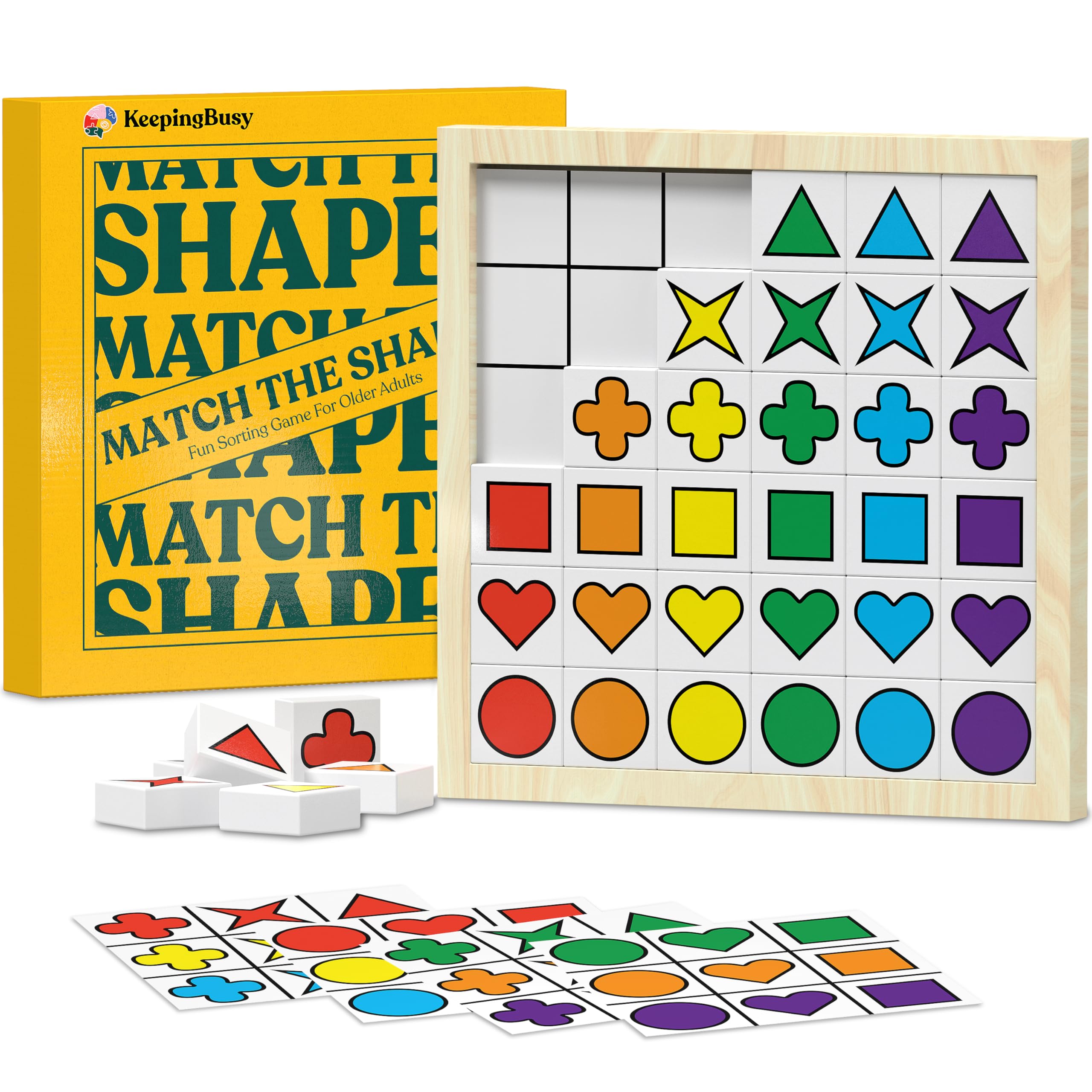 Keeping Busy Match Shapes Dementia Activities for Seniors | Alzheimer Products for Elderly Patients | Fun Memory Game Toy &amp; Cognitive Brain Puzzle for Senior Citizens w/Memory Loss or Alzheimers
