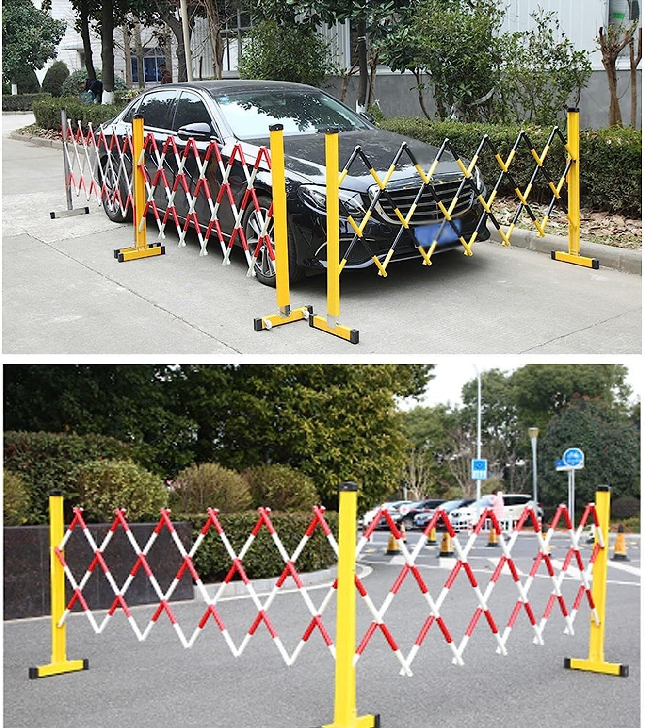ININOSNP Barriera Stradale Pieghevole con Ruote Recinto Stradale Tubolare Retrattile Isolato Mobile Controllo Flessibile della Folla(Yellow,1.2x3m)