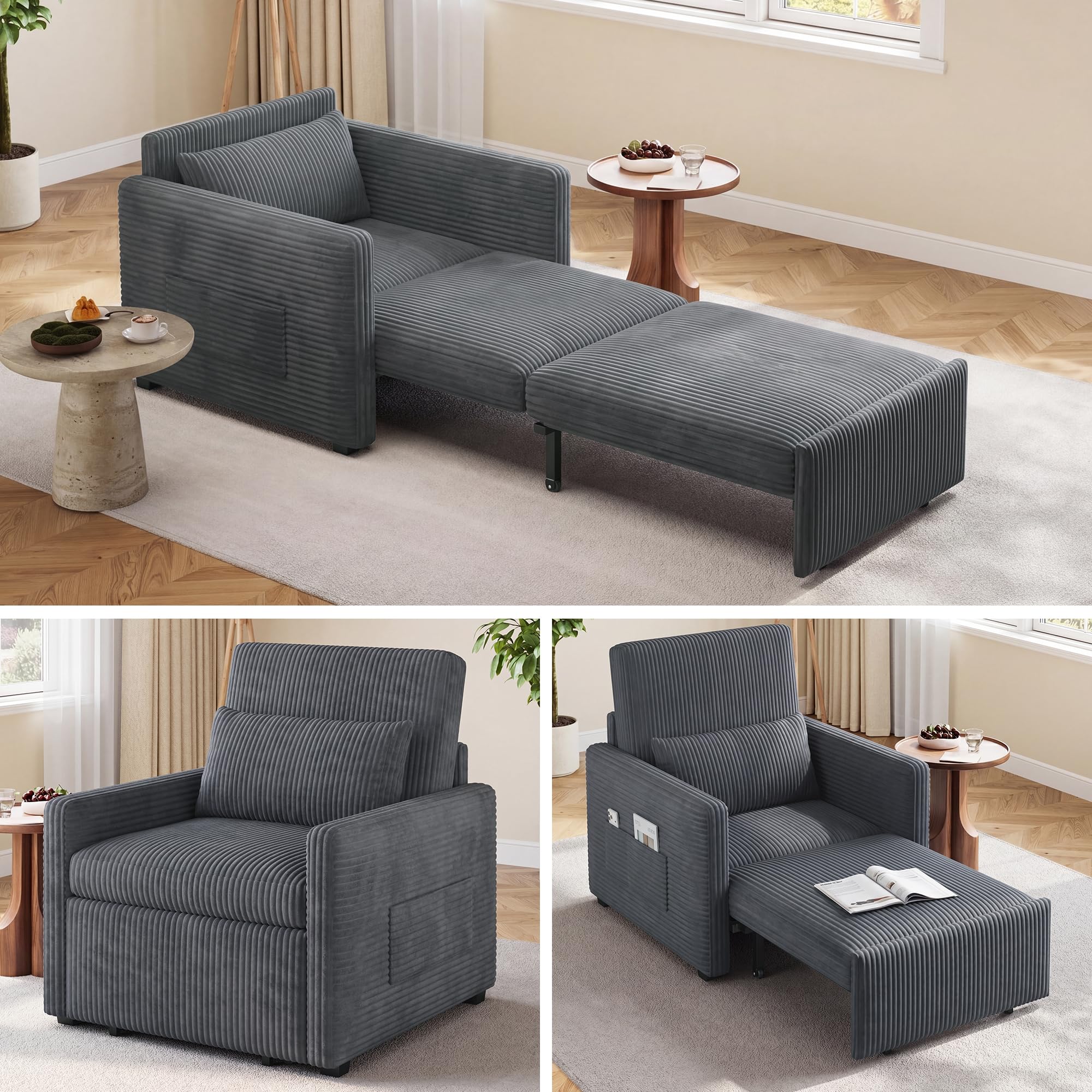 Ahomly 3-in-1 Pull Out Sleeper Chair