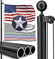 20FT Heavy Duty 12-Gauge Aluminum Flagpole Kit - 100 MPH Wind Rated, Rust-Proof, Includes USA Flag & Hardware for 2 Flags - IIOPEHome