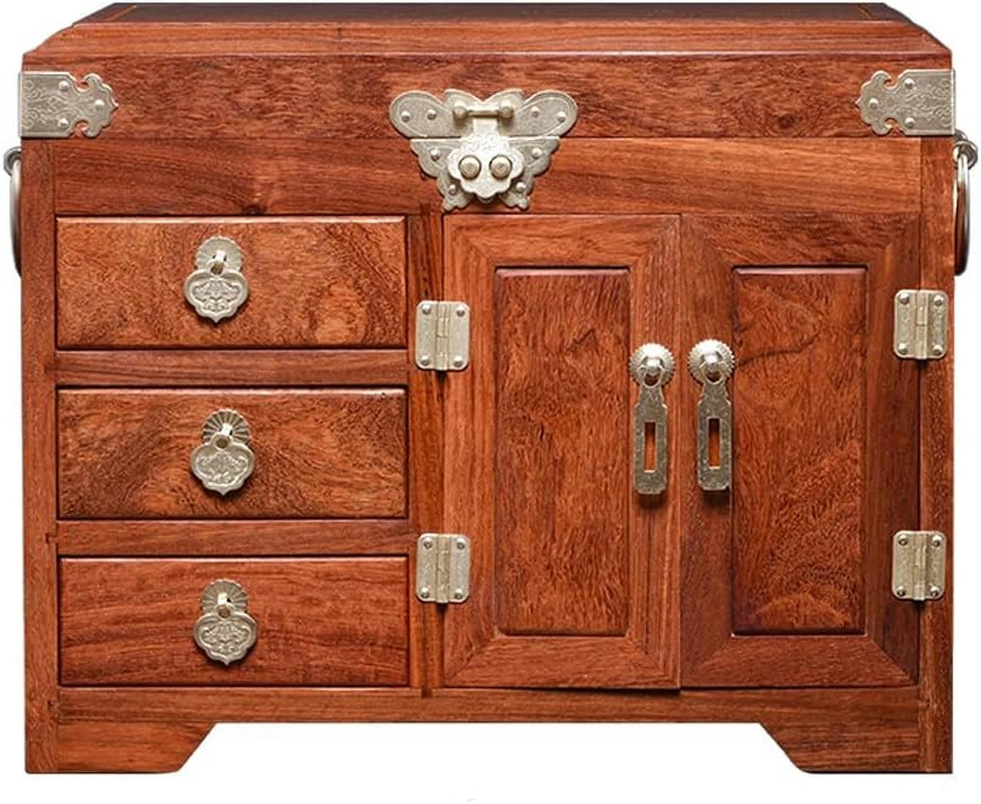 OZBMA Jewelry Box Mahogany Wooden Dressing Treasure Earring Storage Organizer~/ (Gold 29x20x24CM)