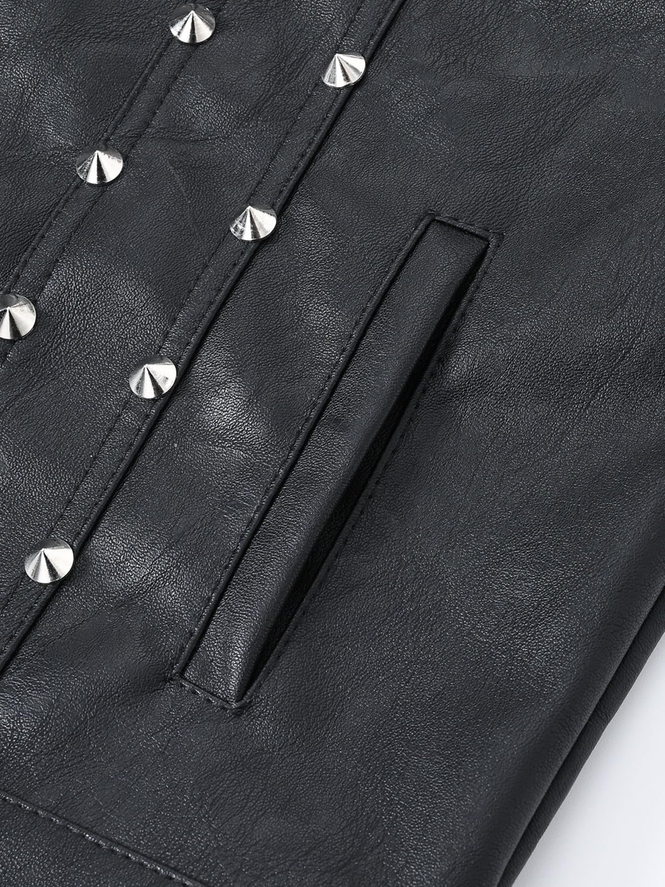 Idopy Gilet da uomo in finta pelle con borchie punk gilet senza maniche con rivetti nero L, Nero , L