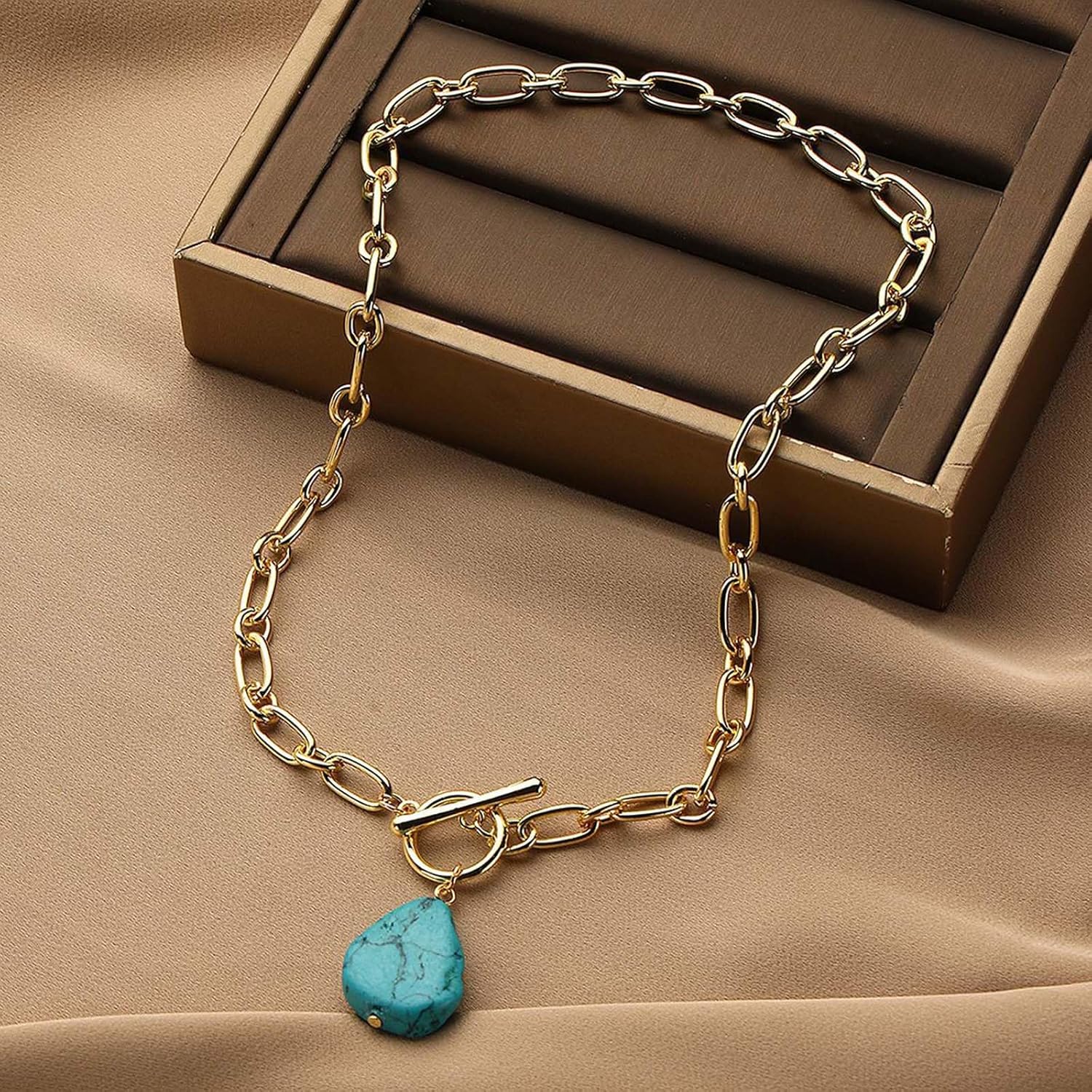 Chunky Turquoise Necklace Turquoise Pendant Necklace Western Necklaces for Women Western Statement Necklaces Jewelry for Womens - Image 5