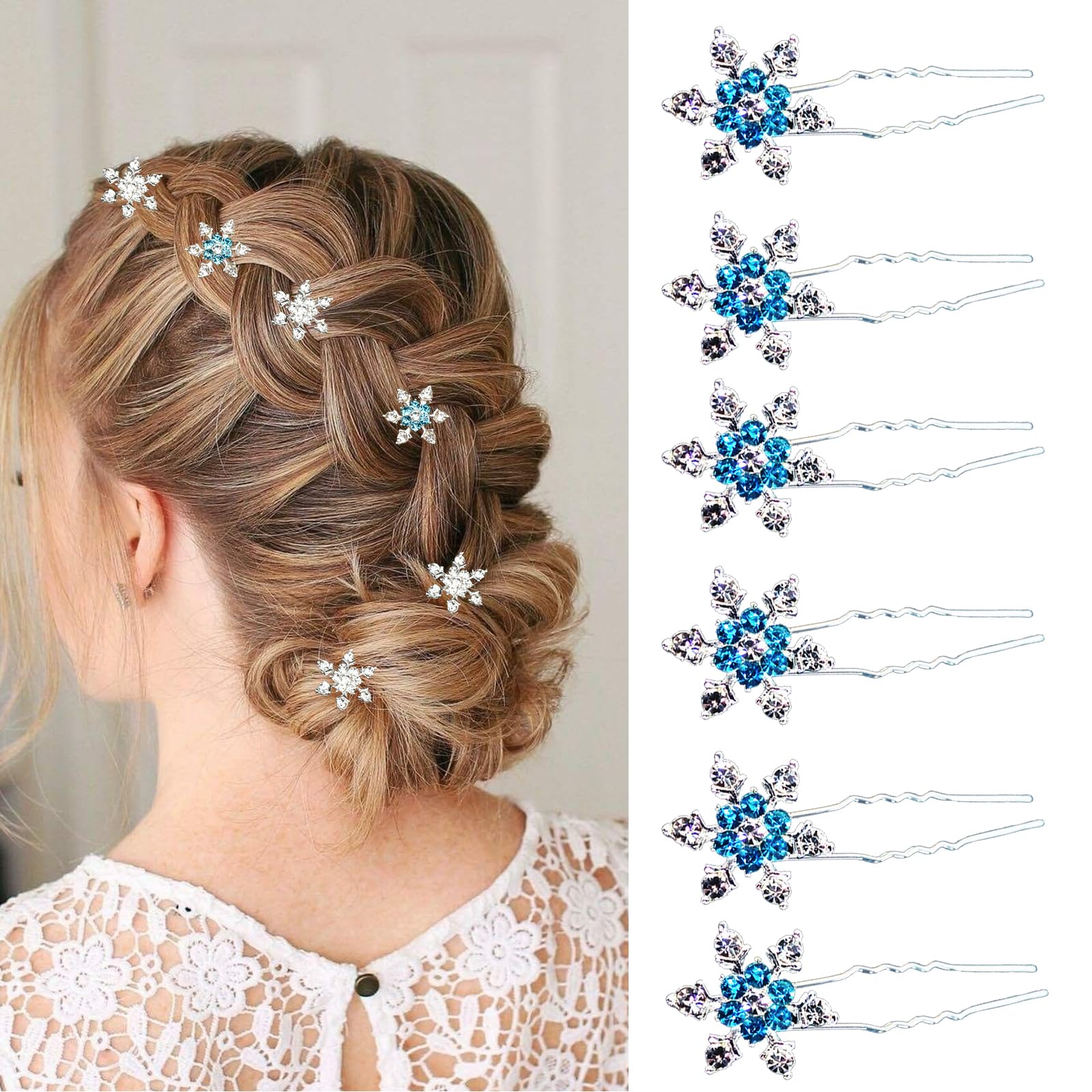 Hair Clips Set U-Shaped Bobby Pins Rhinestone Accessories for Girls Women Amazon.com : BETITETO 40 Pcs U-Shaped Flower Rhinestone Hair  main image 2