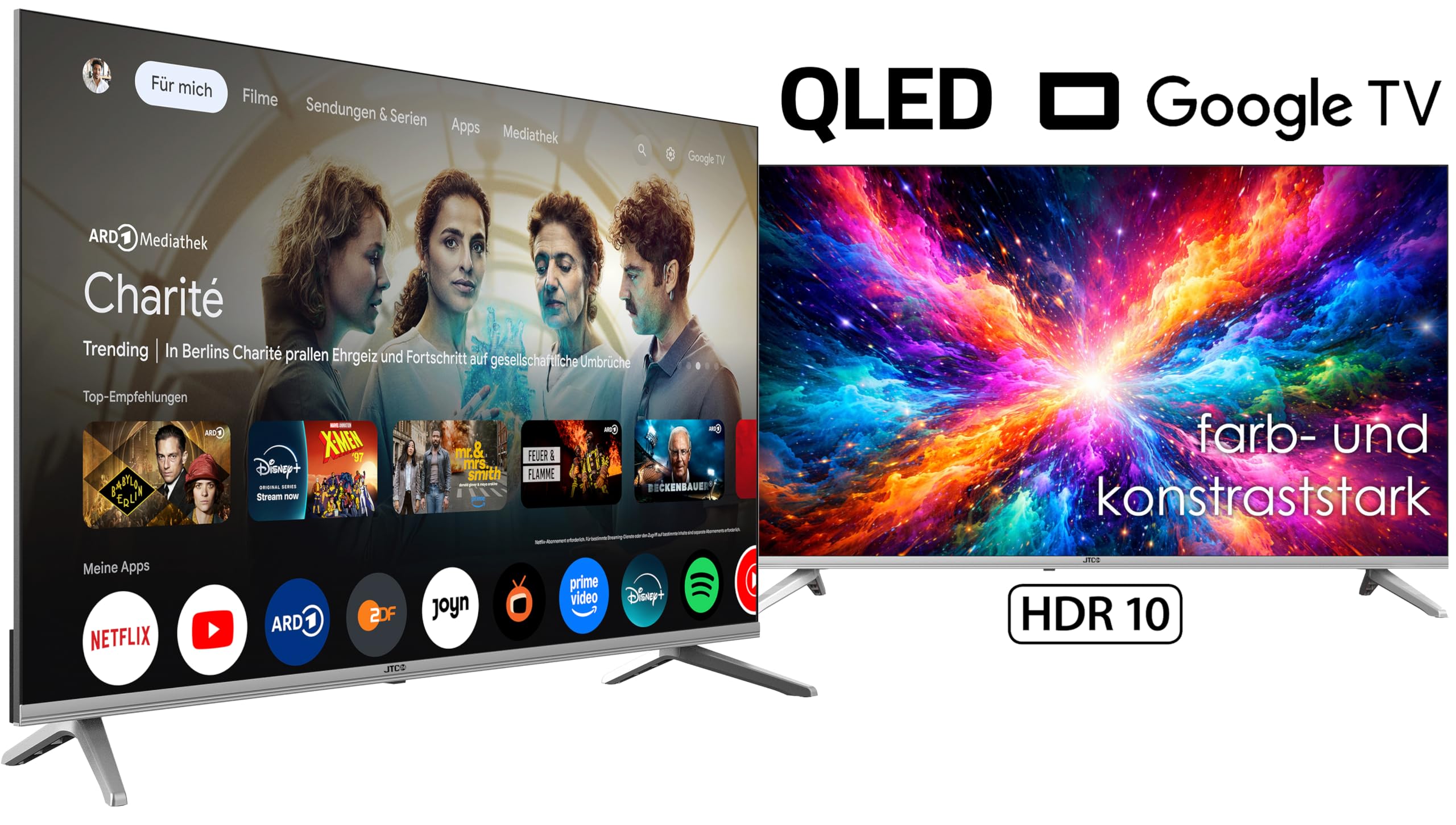 32" (32 Zoll/80 cm) QLED Smart TV/Fernseher JTCSQ32H39330G, Google TV, Android OS, Play Store, Google Sprachsteuerung, Triple Tuner, Bluetooth