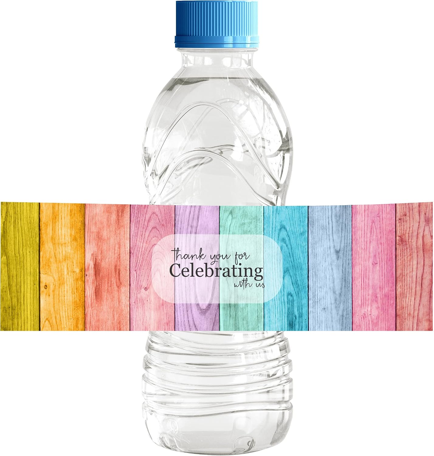 Darling Souvenir Colorful Rustic Wood Print Water Bottle Labels, Self Adhesive Birthday Party Personalized Water Bottle Label for Birthday Party Supplies, Water Bottle Stickers for Birthday