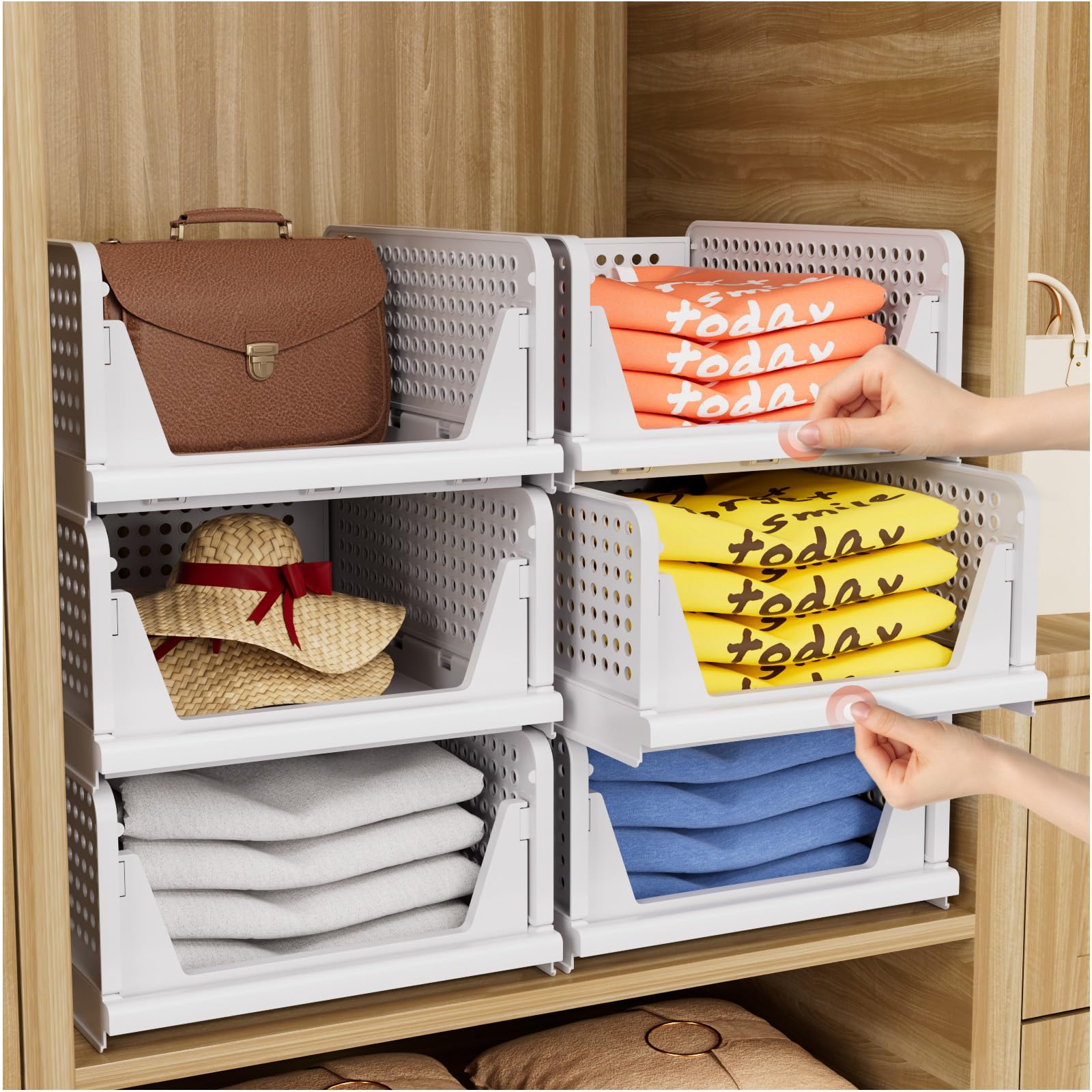 CTSNSLH 5 Pack Closet Organizers Storage Box, Closet Storage