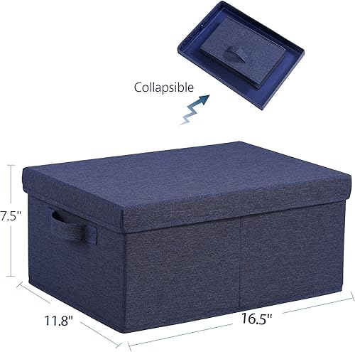 Miniatura 5 de HOONEX Contenedores de almacenamiento plegables con tapas, paquete de 2, cajas de almacenamiento con 2 asas de transporte y cartón pesado, 16.5