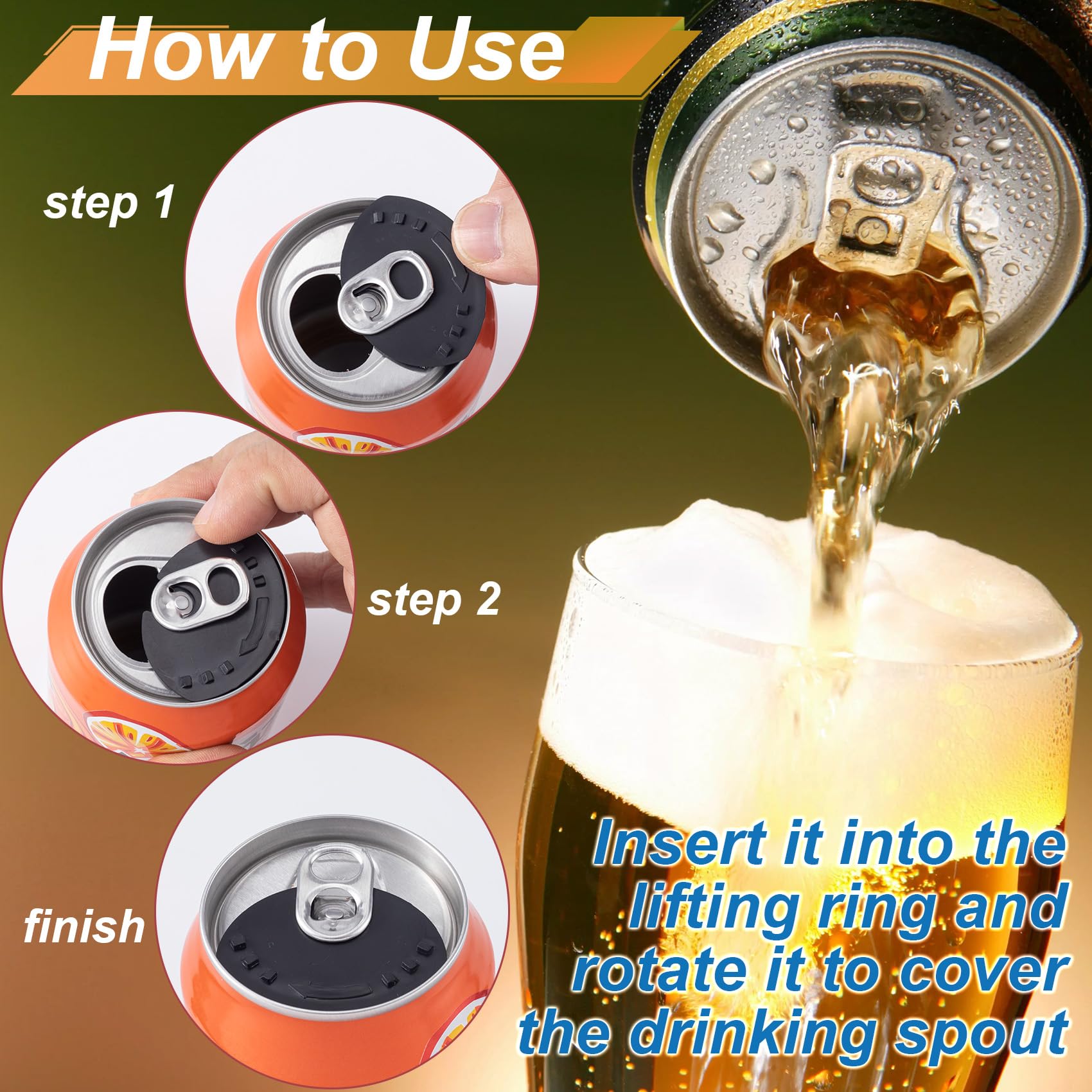 HINZIC 6Pcs Soda Can Covers Lids, Silicone Soda Can Lids Black White Red Drink Beer Juice Pop Beverage Can Sealer Cap Closer Top Protector Fizz Keeper Spill Guard