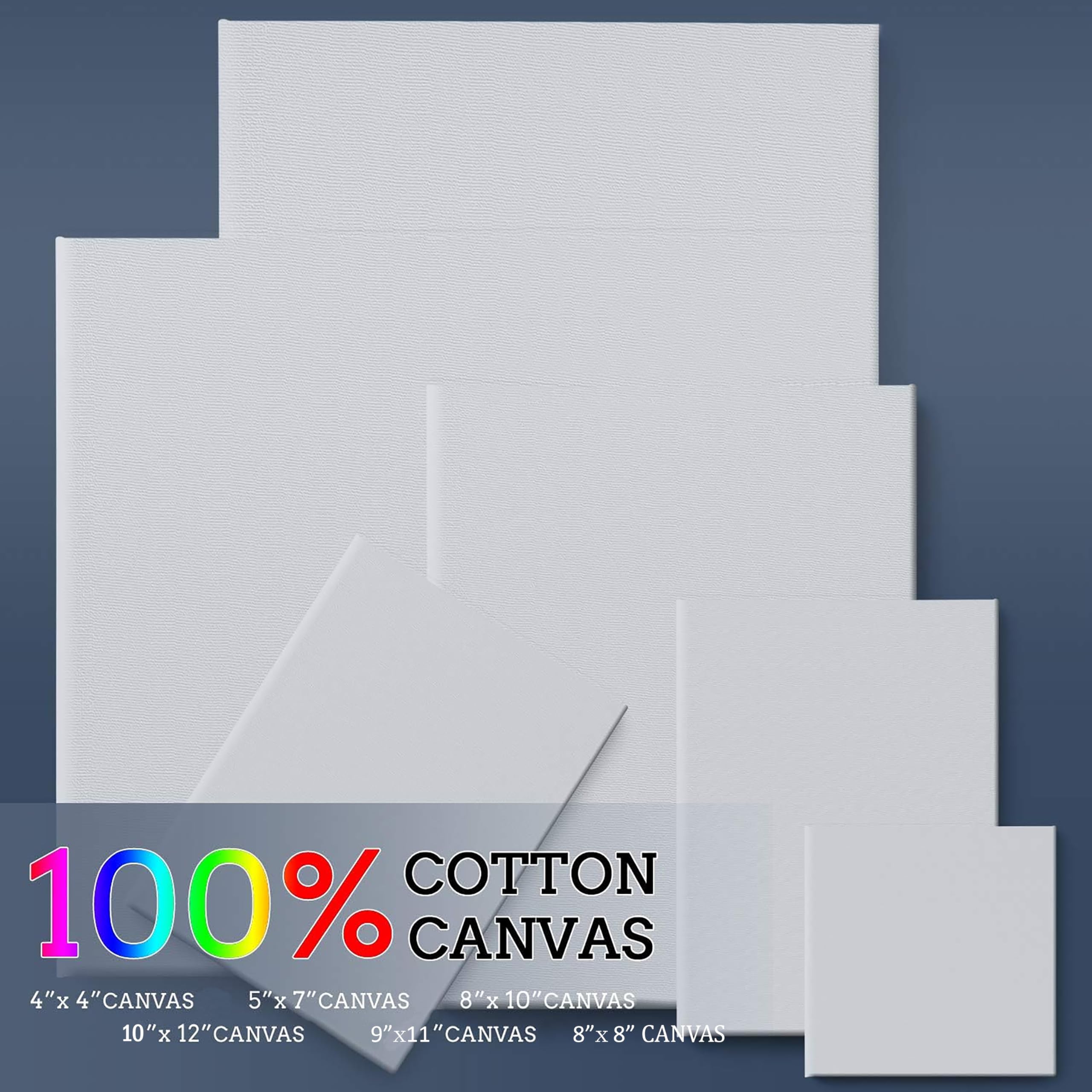Rousrie Canvas Board for Acrylic, Gouache, Watercolour,Ink Painting Board, Art Supplies for Artist (100% Cotton Canvas) (6PC (4x4, 5x7, 8x10, 10x12, 9x11, 8x8)) 2