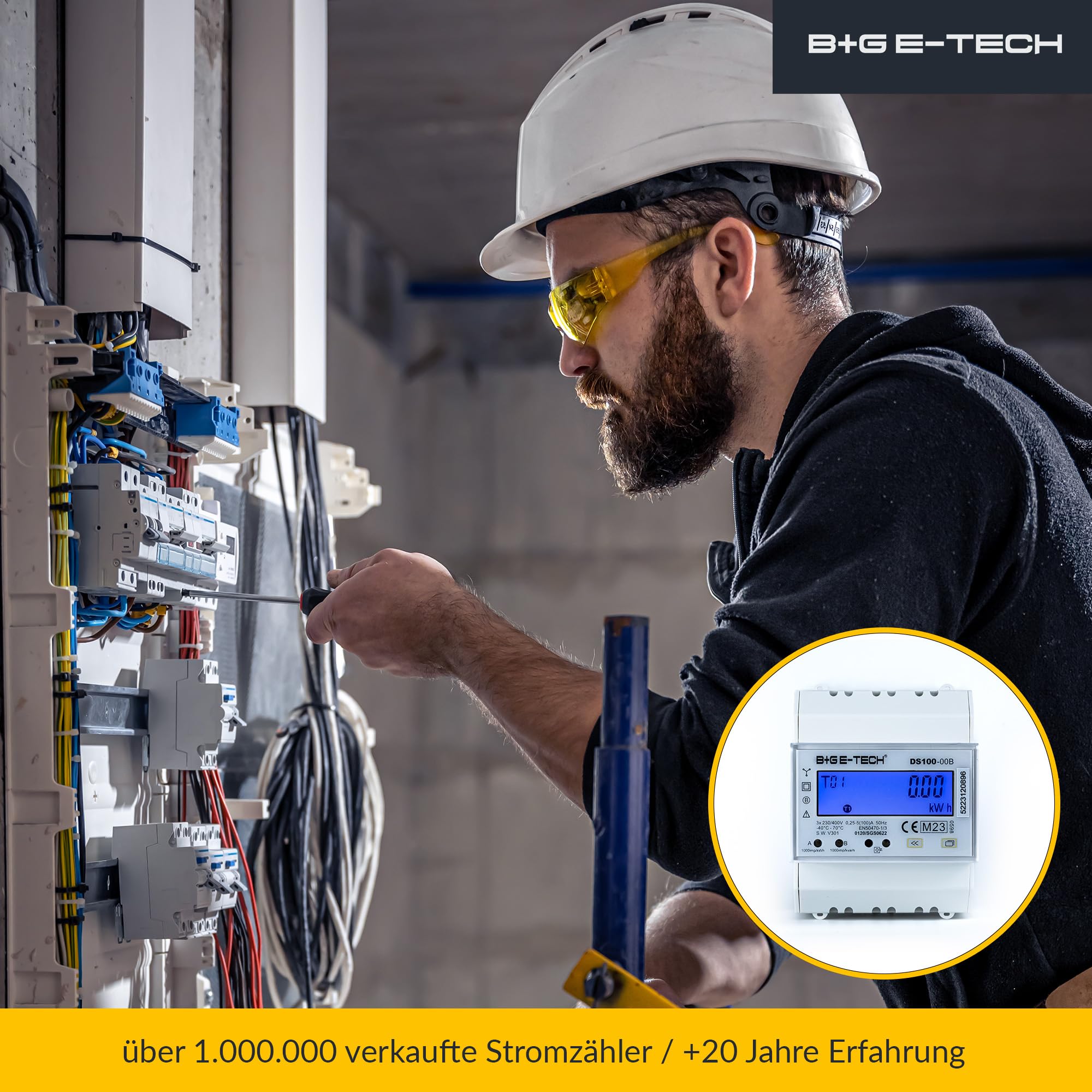 Drehstromzähler DS100-00B-R MID 23 digitaler 3 Phasen Zweirichtungs Stromzähler 100A direkt RS485 Modbus RTU Hutschiene 4TE LCD