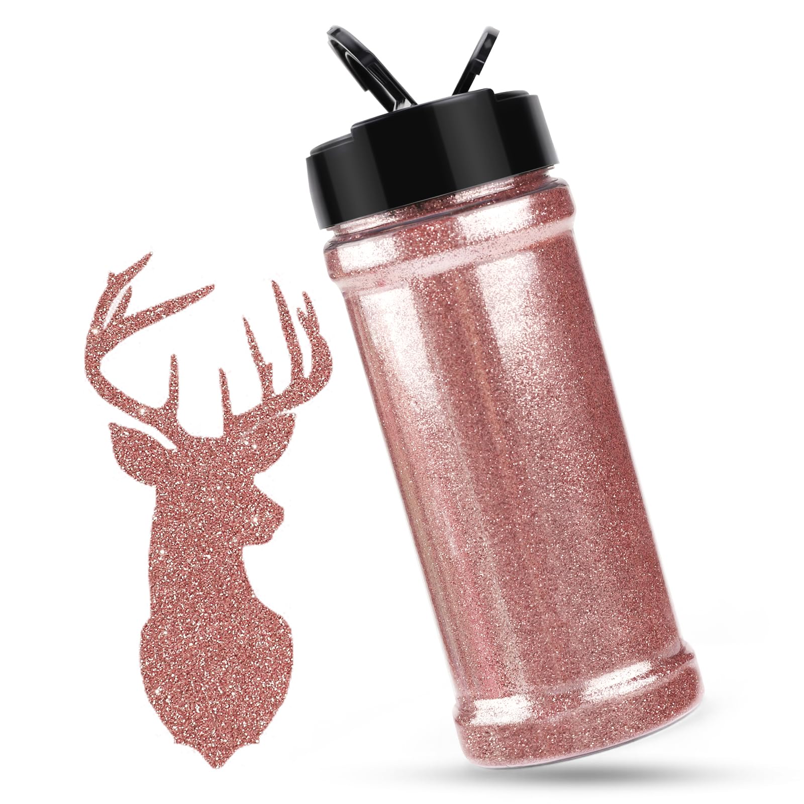 HTVRONT Extra Fine Glitter for Crafts - 200g/7oz Rose Gold Powder for Resin, Tumblers, Nails, Ornaments, Epoxy, Slime - Portable Ultra Fine Craft Powder Shaker Jar