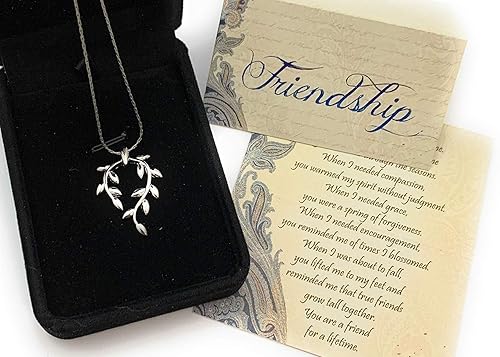 Miniatura 7 de Smiling Wisdom - Juego de regalo de hojas de vid - Collar de la amistad de hojas de vid - Mensaje de amistad de por vida, Reason Season - Tarjetas