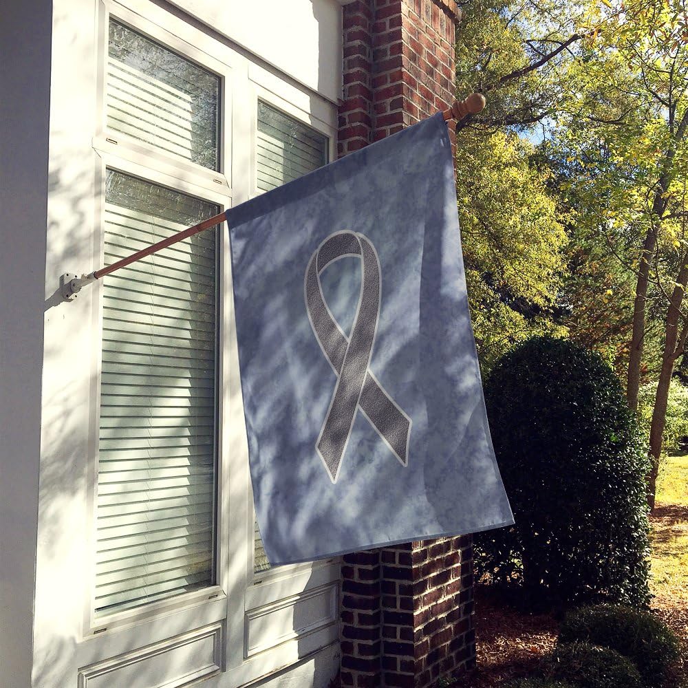 Caroline's Treasures AN1211CHF Grey Ribbon for Brain Cancer Awareness House Flag Large Porch Sleeve Pole Decorative Outside Yard Banner Artwork Wall Hanging, Polyester, House Size, Multicolor