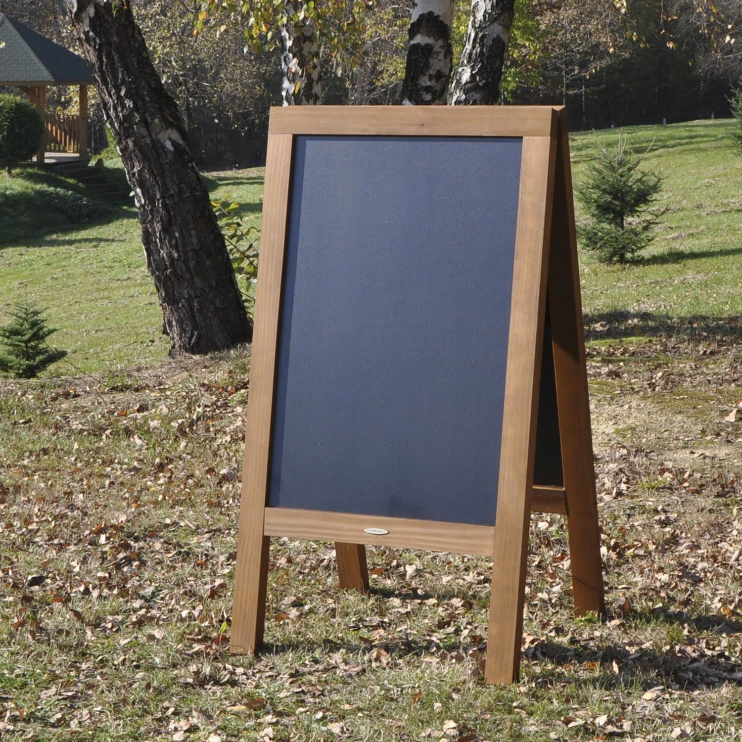 Panneau publicitaire exterieur en bois. Lourd et stable-20kg!- étanche - coupe-vent - Chevalet Stop Trottoir pour restaurant- Double Face (118x65- 20 kg, résistant aux intempéries)