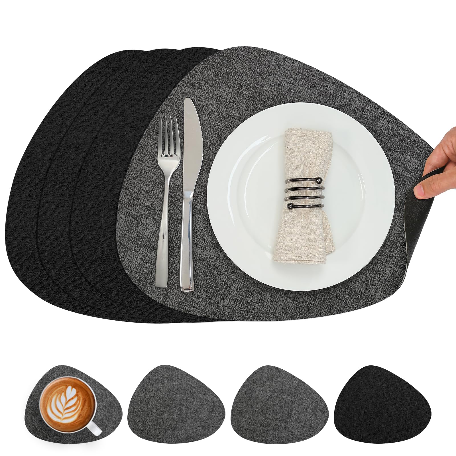 Chitomars Placemats and Coasters Set of 4 Dual Sided Faux Leather Table Mat — image 1